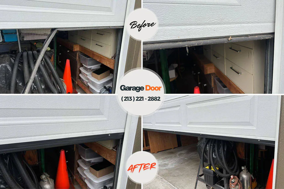 Before and after: garage door repair Halesite, NY